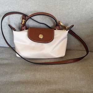 Longchamp Mini Cream and Brown Crossbody Bag